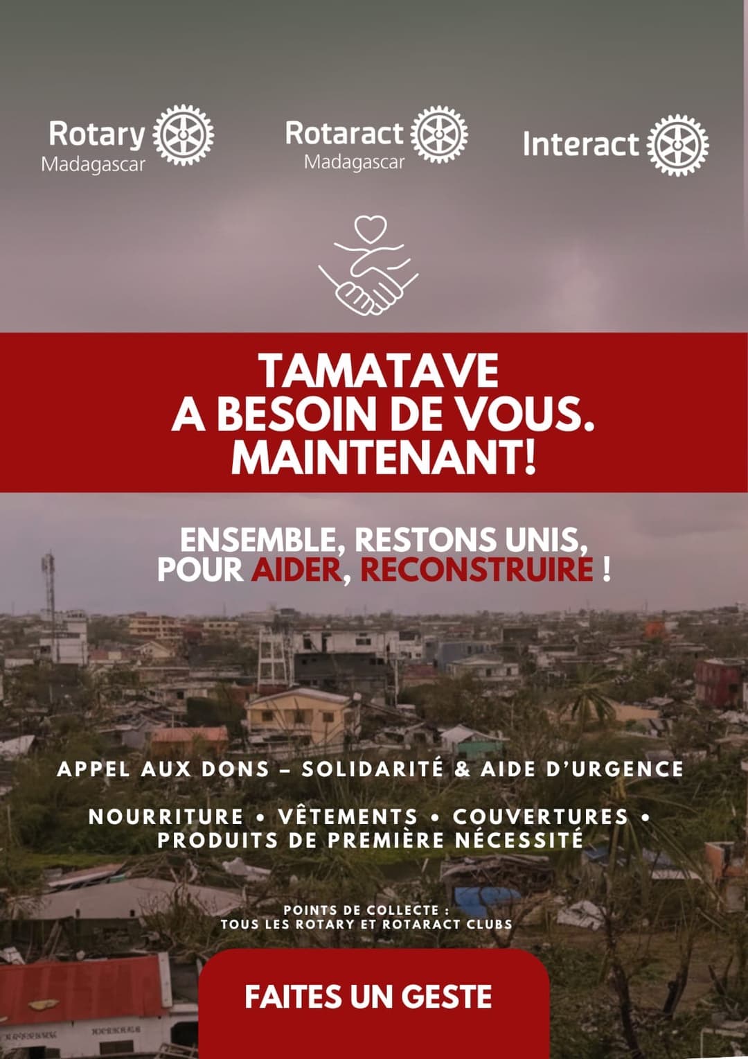 Solidarité Tamatave : Aide d'urgence suite au cyclone Gezani